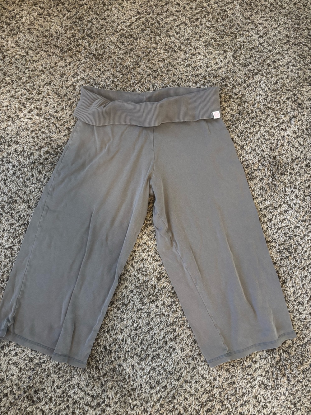 PINK Victoria's Secret Fold-Over Ribbed Waist Wide-Leg Joggers - Gray